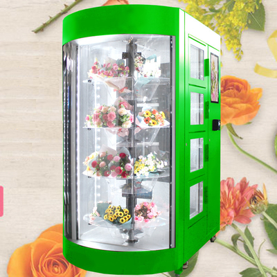 Flor automática llena de la seda que vende el refrigerador transparente de la puerta de la máquina del armario