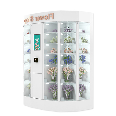 Ramo en línea de la flor que hace compras que vende la máquina teledirigida de la recogida del armario