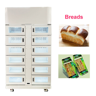 Máquina vendedora de pan casillero personalizado refrigerado con sistema inteligente y lector de tarjetas