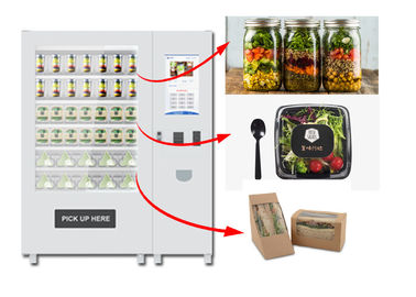 Máquina expendedora inteligente de gama alta de la ensalada de la banda transportadora, armario de la venta de la fruta con la elevación