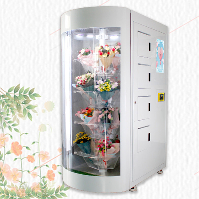 Máquina expendedora fresca de la flor del ODM LCD del OEM con el estante transparente