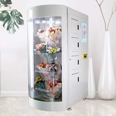 Máquina expendedora humedecida refrigerada del ramo de la flor con el estante transparente