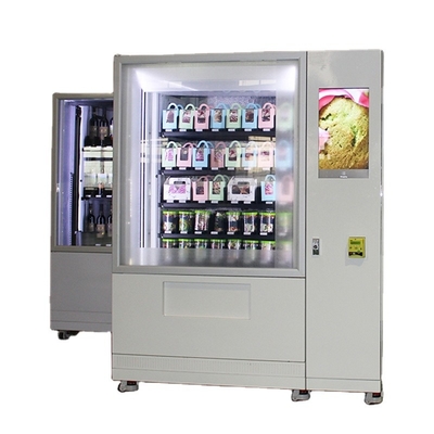 Máquina expendedora de la fruta de la magdalena del bocadillo con la pulgada LCD de la función 22 del líquido refrigerador de la elevación