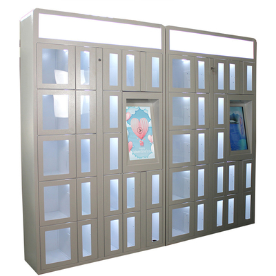 Máquina expendedora de acero en frío del armario con la publicidad de puertas transparentes de la función