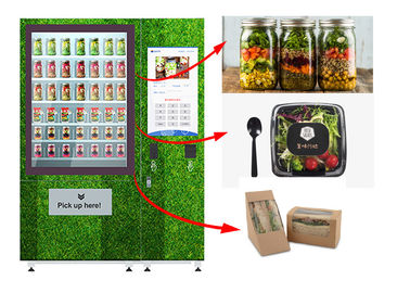 Máquina expendedora refrigerada de la ensalada de la pantalla táctil, armario sano de la venta de la comida con la elevación