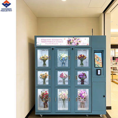 Calidad Winnsen Smart Flower Vending Machine con LCD de 19 pulgadas de refrigeración de humidificación y doble cristal puerta de cierre automático fábrica