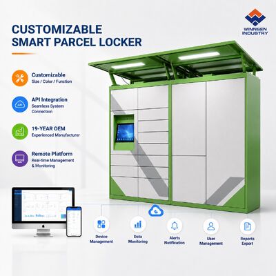 Calidad Winnsen Smart Parcel Locker con pantalla táctil Android de 15,6" Gestión remota en la nube y consola única de 600 puertas fábrica