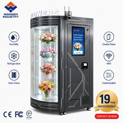 Calidad Quiosco de venta de flores frescas refrigeradas con distribuidor de ramos de 22 pulgadas con pantalla táctil fábrica