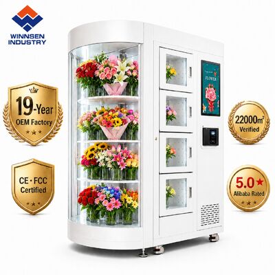 Calidad Winnsen Outdoor Smart 24/7 Máquina de venta de flores frescas con control de temperatura con pantalla táctil de 22 pulgadas y múltiples opciones de pago fábrica