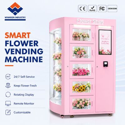 Calidad Máquina expendedora de flores con estante transparente Winnsen con sistema de humidificación y pantalla táctil de 22 pulgadas fábrica