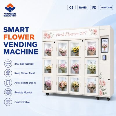 Calidad Máquina expendedora de flores inteligente con sistema de refrigeración, pantalla táctil de 15,6 pulgadas y múltiples opciones de pago fábrica