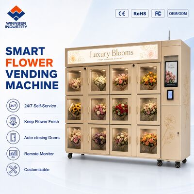 Calidad Máquina expendedora de flores Winnsen 24H con sistema de enfriamiento y humidificación y puerta de doble vidrio para vestíbulo de hotel fábrica
