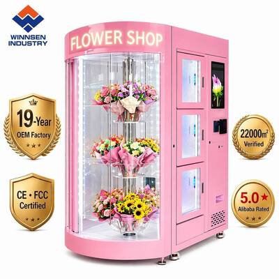Calidad Solución de máquina expendedora de flores llave en mano de Winnsen para floristerías, dispensador de ramos frescos desatendido 24/7, ADA FCC EE. UU. fábrica