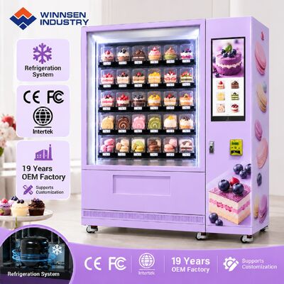 Calidad Winnsen Chilled Cupcake Vending Machine Glass Front LED Display Keeps Cream Cakes Fresh fábrica