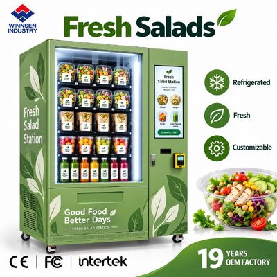 Calidad Máquina expendedora de ensalada Winnsen con compartimiento de cubiertos opcional Puerta de recogida automática fábrica