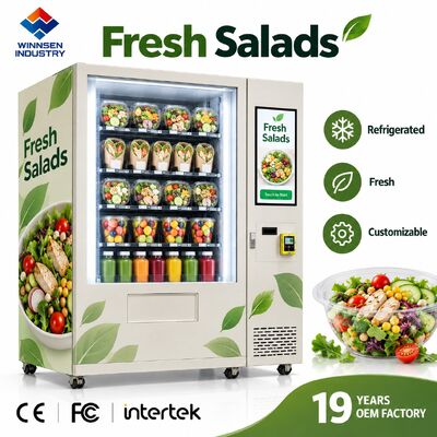 Calidad Máquina de venta de ensalada inteligente con pantalla refrigerada estantes ajustables pantalla táctil fábrica